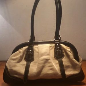 Kate Landry burlap/leather bag